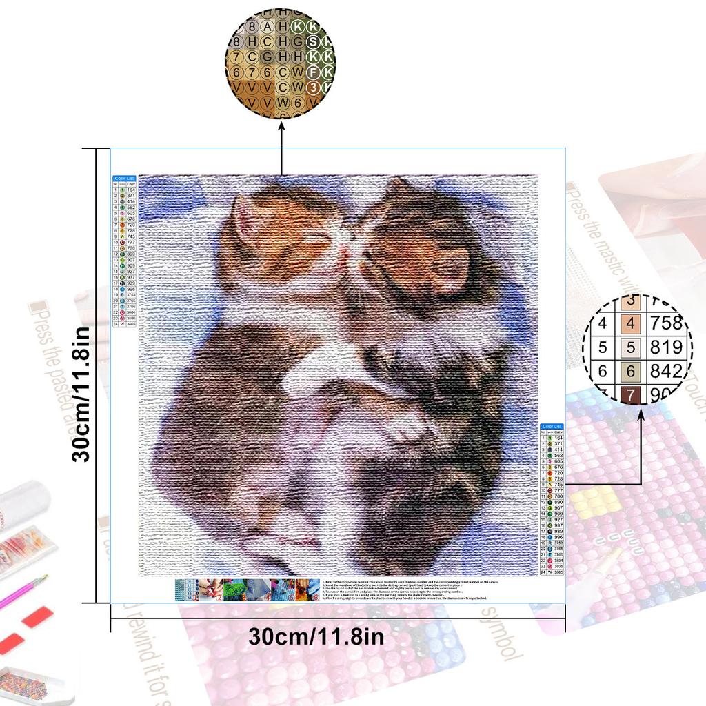 DIY Diamond Painting Two Cats Cross Stitch Kit Mosaic Art Diamond Painting Full Circle/Square Diamond Home Decoration