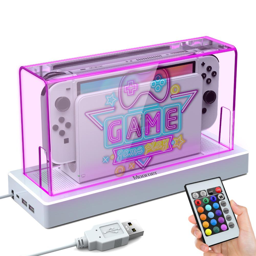 Прозрачный защитный чехол для дисплея от пыли для Nintendo Switch/OLED Host Shell Светящийся чехол для основания NS Games Аксессуары