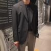 Men's Casual Korean Black Loose Fit Suit Jacket