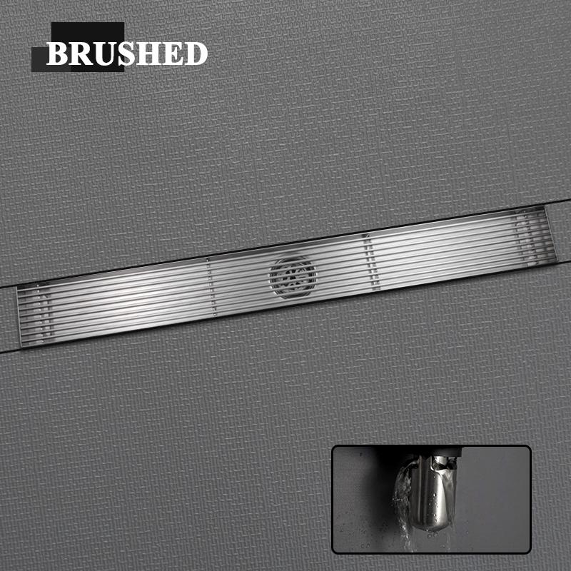 Матовый золотисто-серый слив для душа, вставка из плитки, нержавеющая сталь SUS304, длинный линейный слив для ванной комнаты