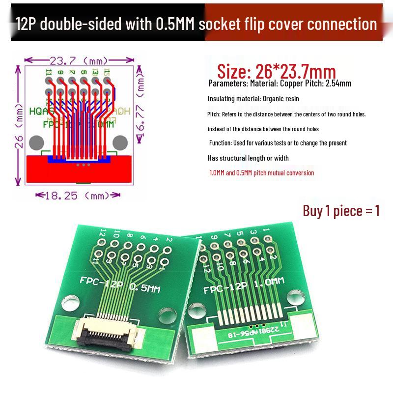 FPC Ribbon Cable Adapter Board 0.5/1.0MM to 2.54mm Socket with Bottom Connection Test
