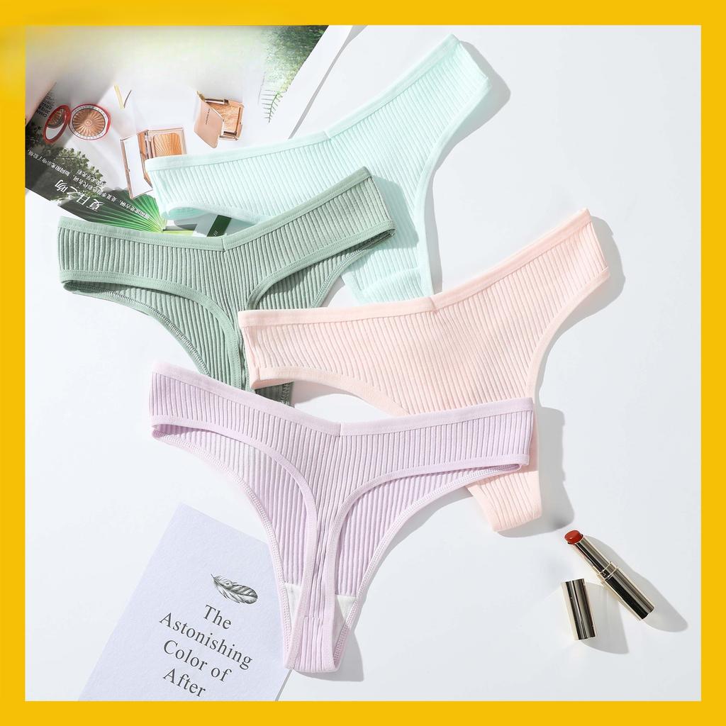 Thong Panties Girls Belly And Hip Threaded Thongs Women'S Low Waist Breathable Pure Cotton T-Pants