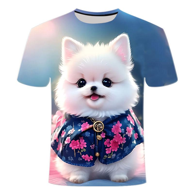 Футболка с короткими рукавами, напечатанная на 3D-принтере, серии Cute and Cute Dog, летняя футболка с короткими рукавами для мужчин и женщин