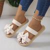 Women's Summer Sandals Women's Solid Color Bows Outside The Beach Wear Flat Bottom Large Size Sandals