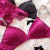 Комплект нижнего белья Ice Silk Comfort, женский сексуальный бюстгальтер Push Up с глубоким V-образным вырезом, регулируемый бюстгальтер с буквами и кружевными трусиками
