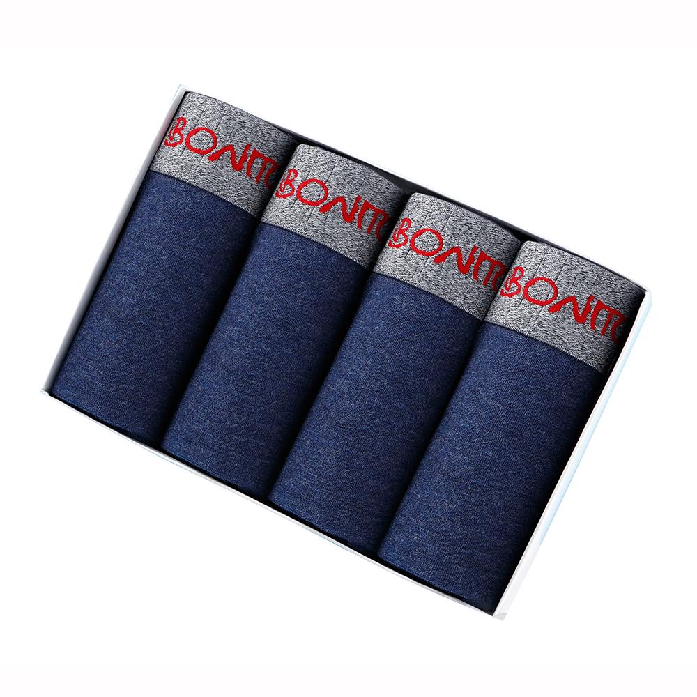 BONITOS 4 шт. боксеры, однотонные сексуальные мужские трусы, хлопковые мужские трусы