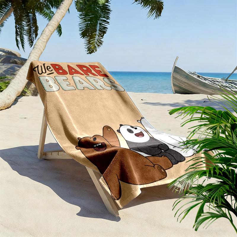 We Bare Bears 2D Flat Print Beach Towel, Large Soft Quick Dry Towel for Beach Camping Swimming.NSTJ0928573