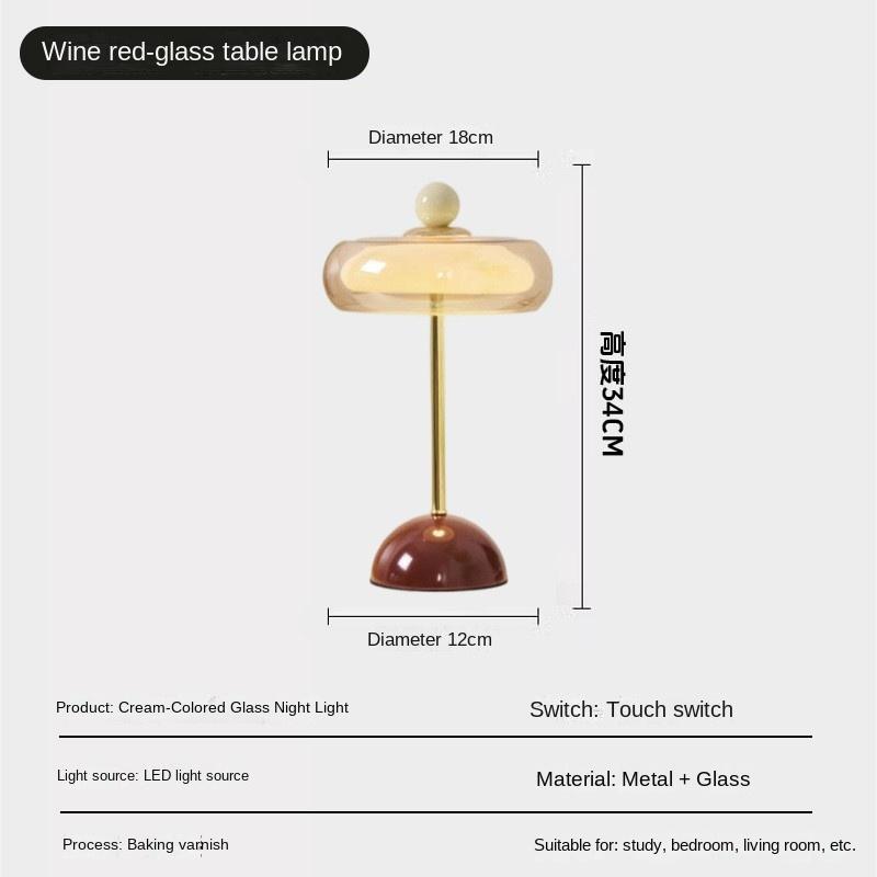 Vintage Dimmable Glass Table Lamp Mid‑Century Style Ambient Desk Lamp for Bedroom Nightstand Study Desktop Home Decor Lighting