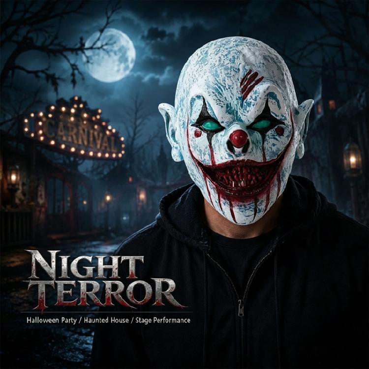 Themed Party Horror Mask Full Head Latex Costume Face Cover With Performer Styling for Seasonal Cosplay Looks and Character Wear Use