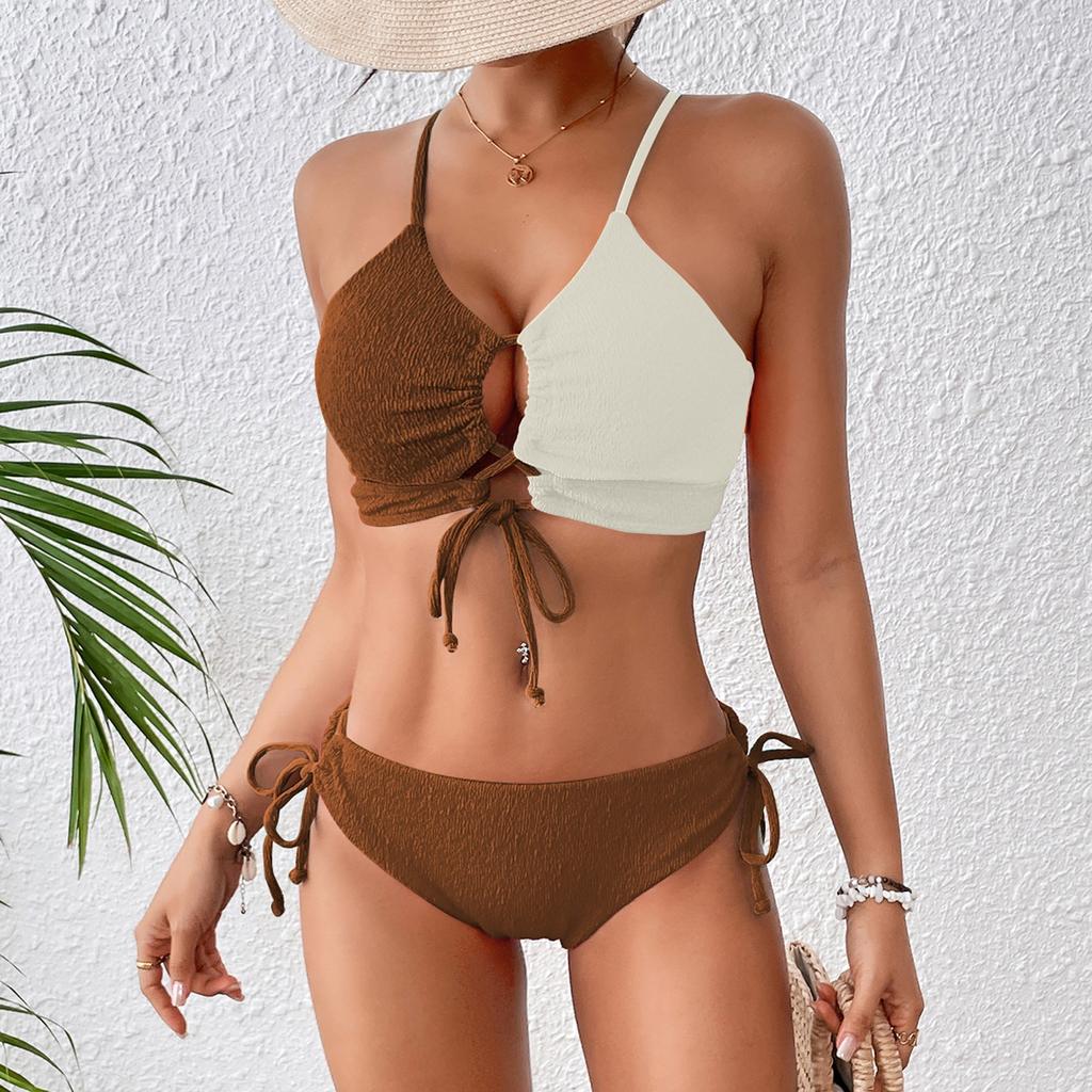 Women's Solid Swimwear Sense Bikini With Chest Pad No Steel Bra Swimwear
