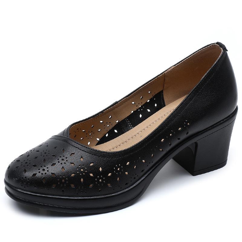 Fashion GKTINOO 2025 Summer Fashion Ladies Shoes Hollow Women Soft High Heels Tenis Feminino Comfort Genuine Leather Sandals Plus Size