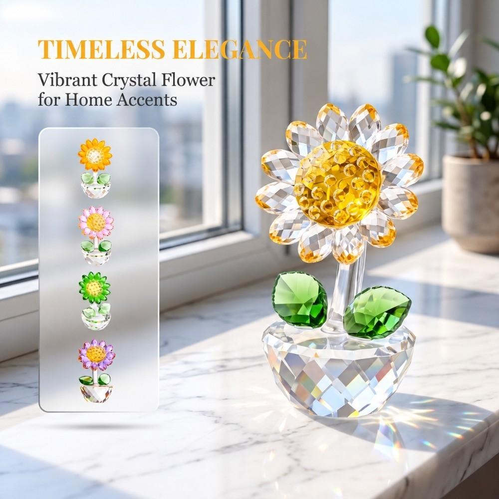 Cartoon Sunflower Figurine Elegant Crystal Home Decoration Sunflower Ornament Home Decoration
