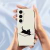 Чехол-книжка для Samsung Galaxy S25+ с печатью узора «Книга и кошка», задняя крышка телефона из ТПУ с прямыми краями