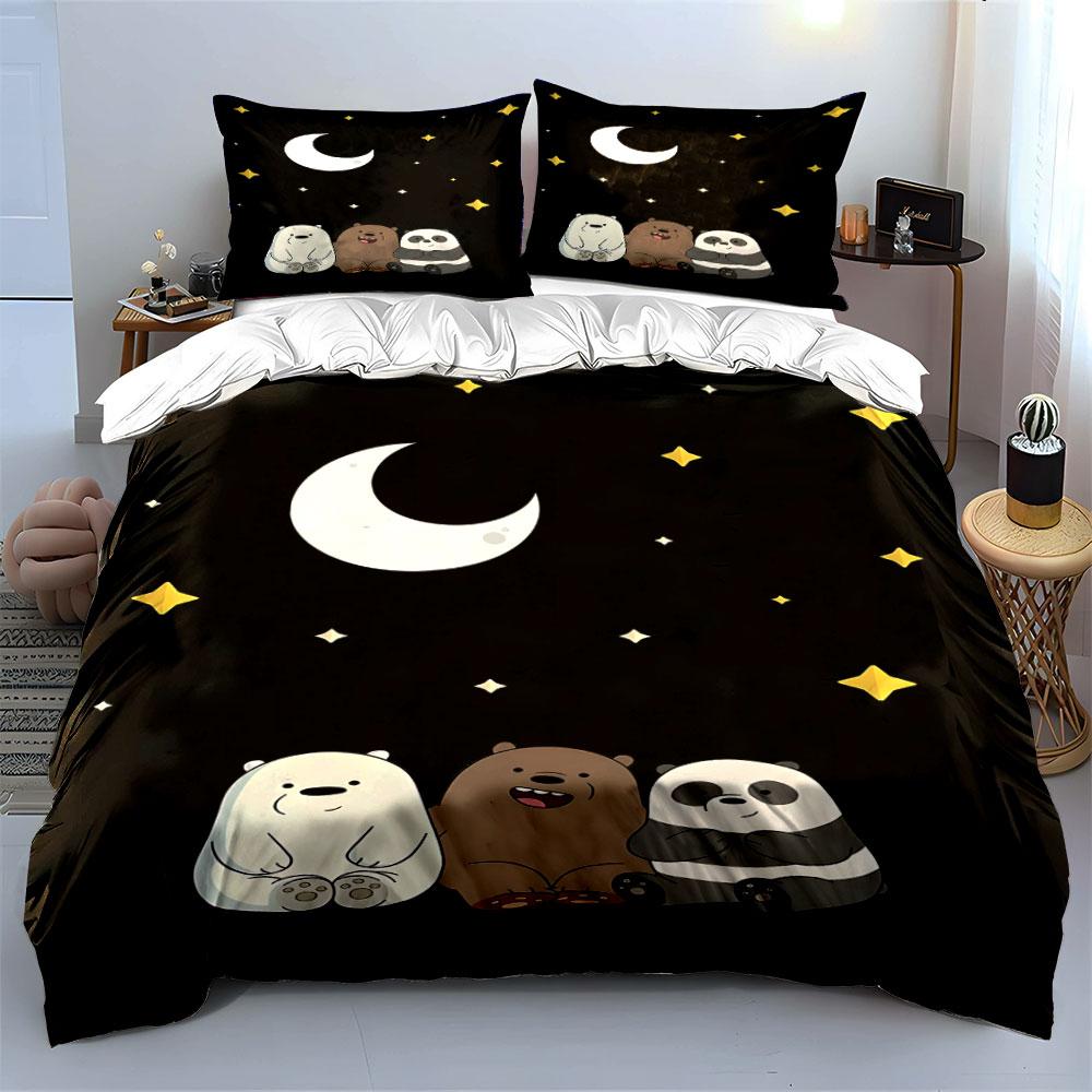 Crescent moon, stars, bears. Bedding sets Duvet cover sets Duvet covers Pillowcases(1 * Duvet Cover 2 * Pillowcases without duvet insert)