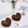 Heart-shaped Ring Box Compact Size Portable Retro Style Wooden Proposal Wedding Ring Holder Jewelry Organizer