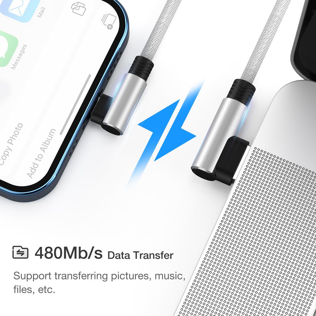 90-градусный USB-кабель для iPhone 14 13 12 11 Pro Max Xs X XR 6 6s 7 8 Plus iPad Mini 3A кабель для быстрой зарядки и передачи данных для зарядного устройства iPhone