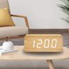 Wooden Digital Clock with Led Night Light Electronic Mute Table Clock with Temperature Display Bedside Home Decor Alarm