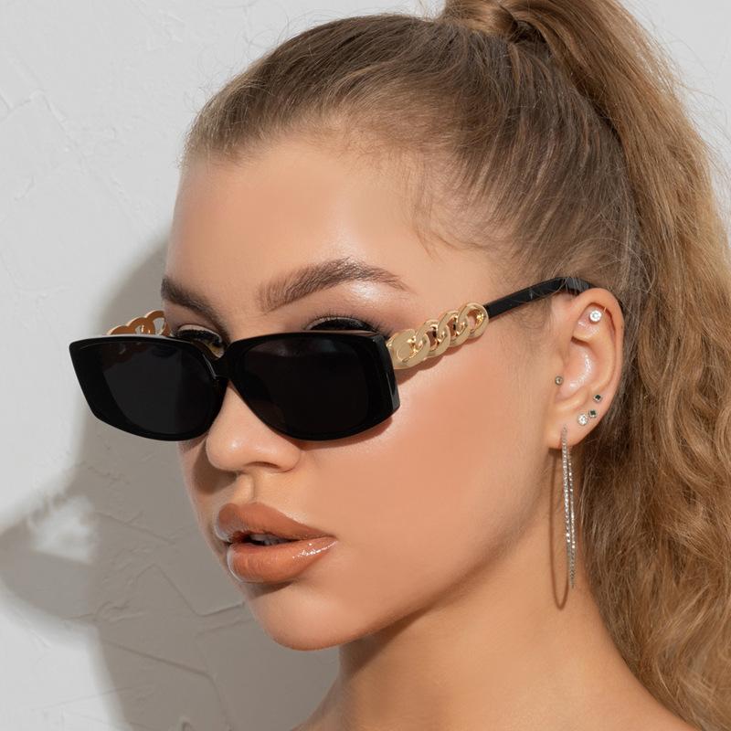 New European and American retro metal chain sunglasses men's and women's fashion ins style catwalk sunglasses glasses s