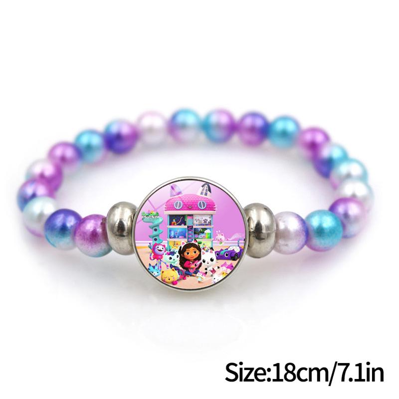 1/2Pcs Cute Gabby Dollhouse Beaded Bracelet Heart Shape Necklace Anime Figure Bracelets Choker Birthday Fans Gift Party Favor