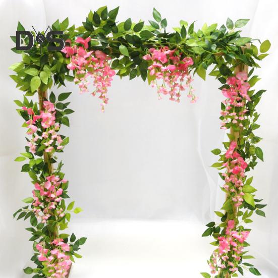 200CM Artificial Wisteria Flower Garland Realistic Home Wedding Garden Indoor Outdoor Wall Hanging Faux Climbing Floral Greenery Drooping Ivy