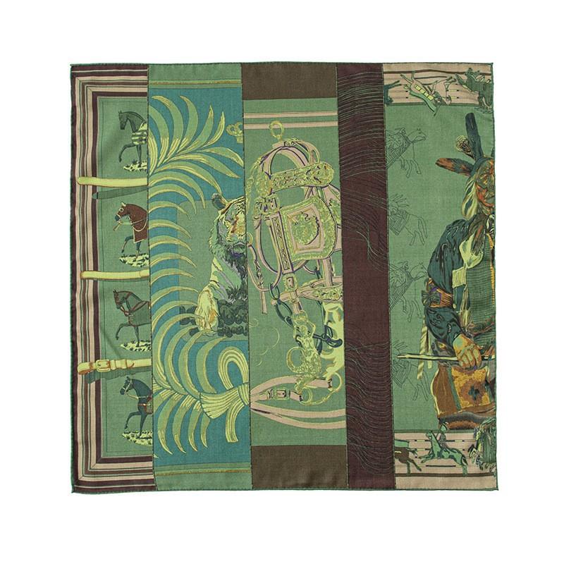 Silk Wool Double-sided Roman Car Mulberry Silk Large Square Scarf Autumn and Winter Warm Elegant Women's Square Scarf