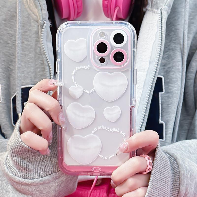 Белый узор любви Невидимый чехол-держатель-подставка для Iphone 13 11 12 14 Pro Max 14 Plus Прекрасный кронштейн Мягкий противоударный чехол