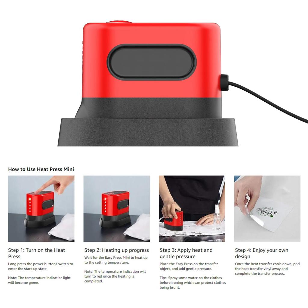 Portable Heat Press Machines Hot Press Mini Iron Machine T-Shirt Printing for Clothes Bags Hats Pads Blanket Phone Case DIY Home