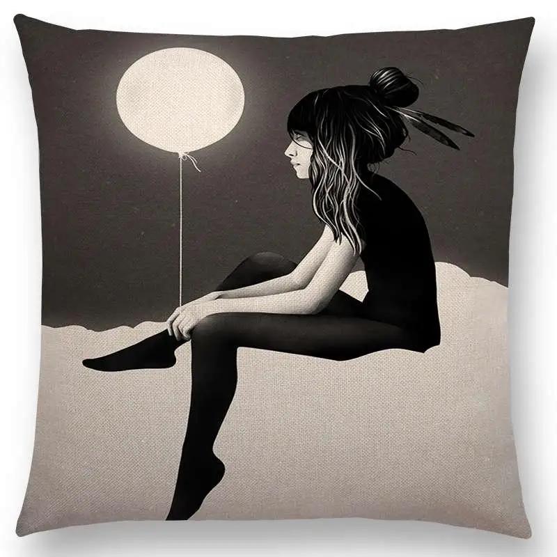 New Black White Style Wonder GirlSofa Pillow Case Elegant Lady Miracle Beauty Portrait Noble Mind Gorgeous Ideas Cushion Cover