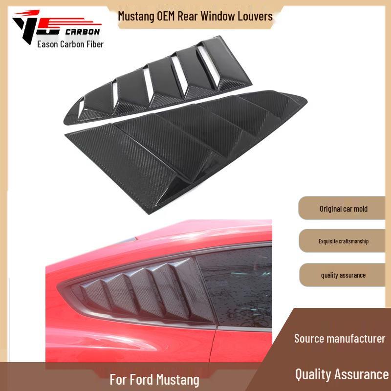 Carbon Fiber Rear Window Louvers for 2014-2022 Mustang - Stylish Decorative Accessory