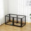 Wooden Pet Gate, Freestanding Dog Security Barrier with Two Support Feet - Black