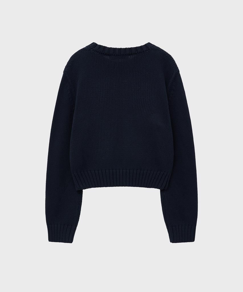 NOIRER FOR WOMAN Heavy Cotton Crop Knit (Navy)