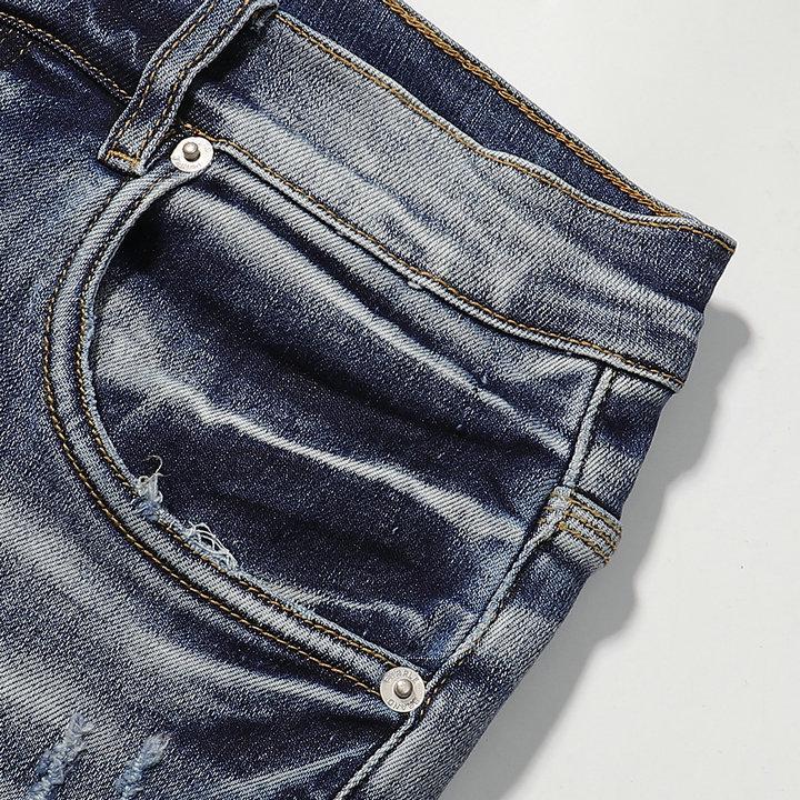 Фиолетовые рваные джинсы - Мужские модные осенние брюки в корейском стиле