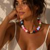 Minimalist Beaded Choker Necklace Women Summer Beach Acrylic Beads Necklaces Boho Statement Colorful Necklace