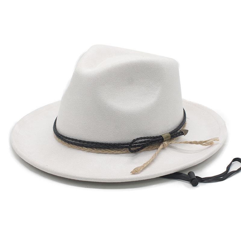 Vintage Western Cowboy Hat, Hot Selling Suede Top Hat with Windbreak Rope Tibetan Sun Hat