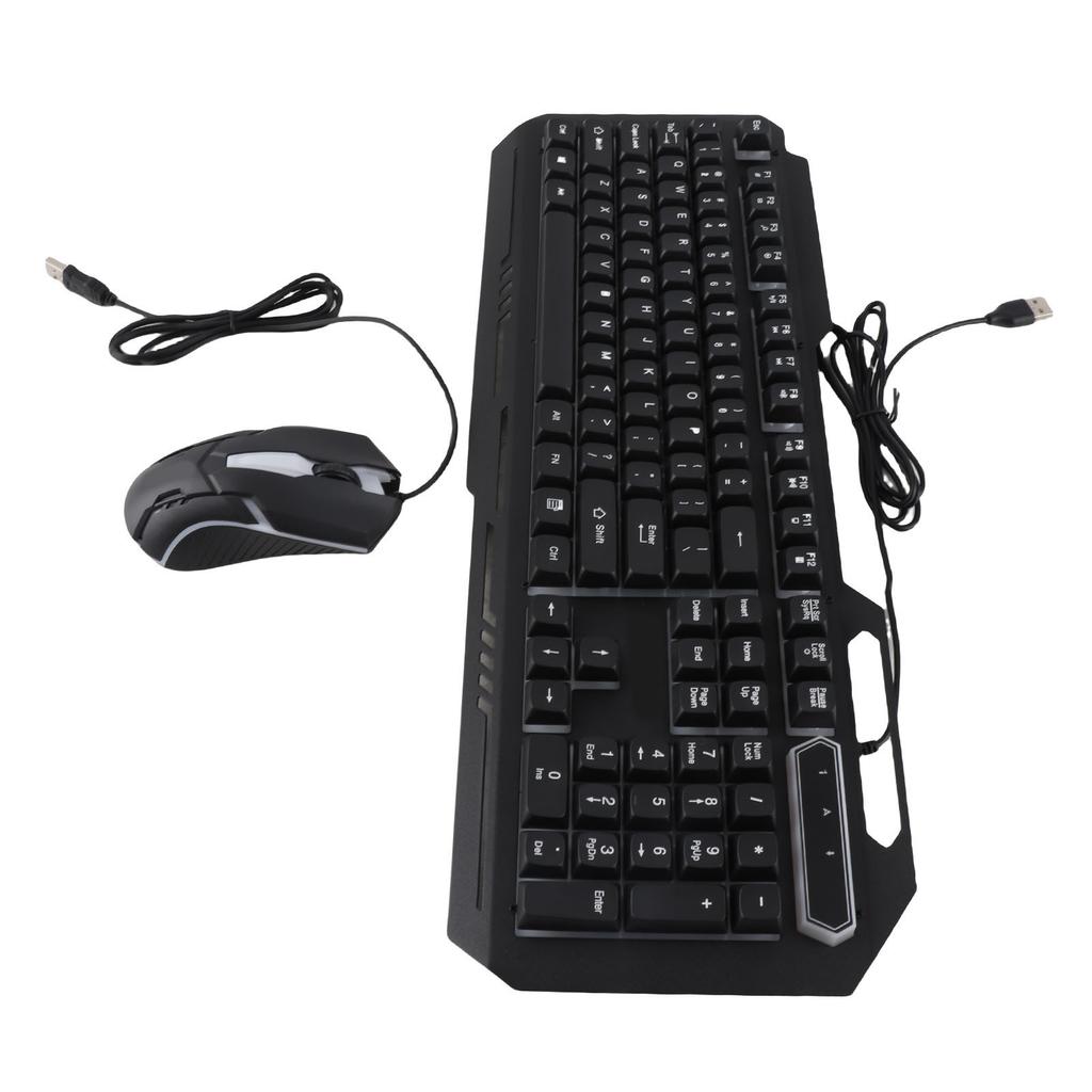 Wired Keyboard Mouse Combo 1200DPI RGB Light Ergonomic 104 Keys Aluminum Alloy Gaming Keyboard and Mouse Set for