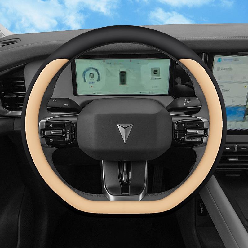 Changan Deep Blue G318 Nappa Leather Steering Wheel Cover - Anti-Slip, All-Season, No-Sew Design.