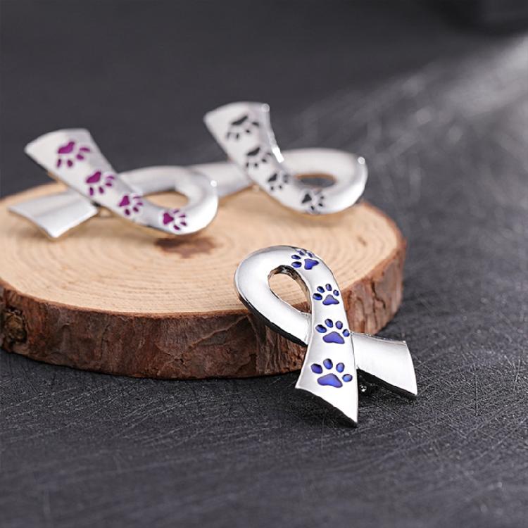 Exquisite Dog Paw Print Ribbon Brooch Pin Fundraiser Campaign Events Breastpin