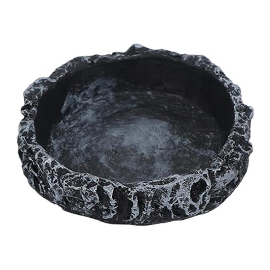Reptile Feeding Dish Realistic Stone-Like Reptile Water Dish Food Bowl Terrarium Reptile Feeding Corner Bowl for Bearded Dragons Lizard Frog Gecko