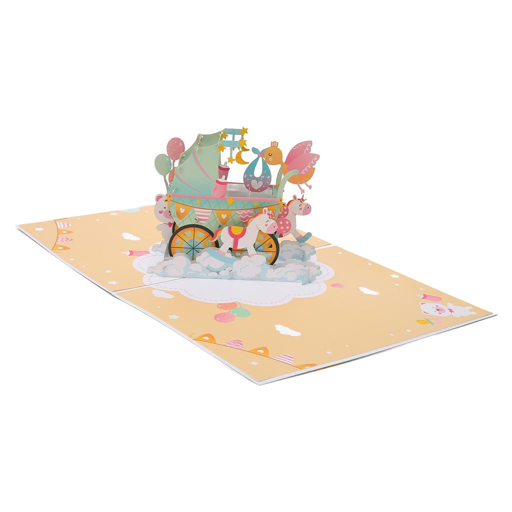 3D Baby Shower Card Cartoon Style Толстая бумага Детальная текстура 3D Поздравительные открытки для вечеринки A