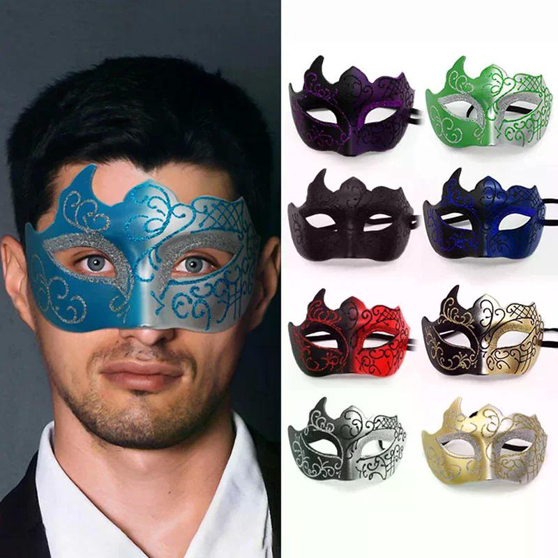 Retro Half Face Painted Masquerade Mask Classic Venice Style for Women Men Halloween Costume Prom Party