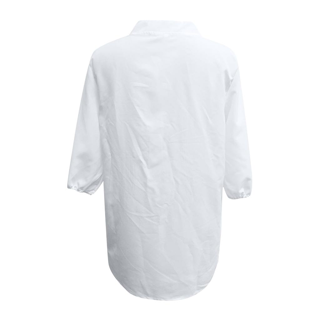 Модные женские повседневные однотонные топы с v-образным вырезом и рукавами три четверти, футболки