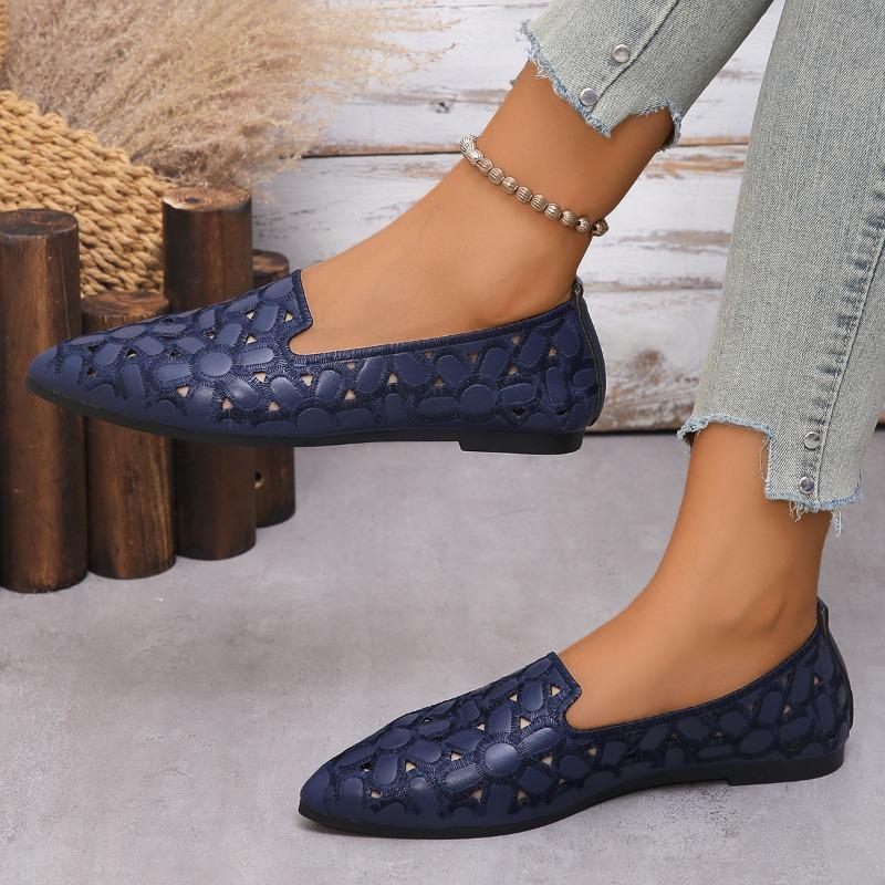 Женские однобортные туфли с острым носком и плоским дном, дышащие, с неглубоким носком