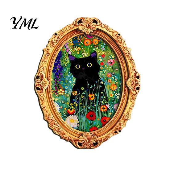 Holiday Kitchen Magnet 1/6Pcs Halloween Oval Frame Fridge Magnet, Wooden Vintage Soft Magnetic Sheet Ornaments Refrigerator Decoration Accessories,