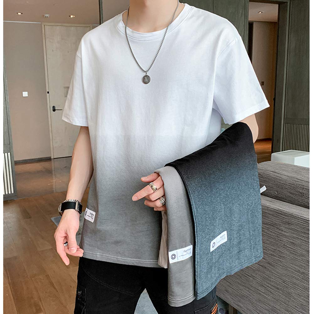 Летняя одежда с коротким рукавом, хлопок, большой размер T, градиентный покрой и пошив, свободный, стильный, круглый воротник, удобный, легкий, мягкий, большой размер, весна-лето