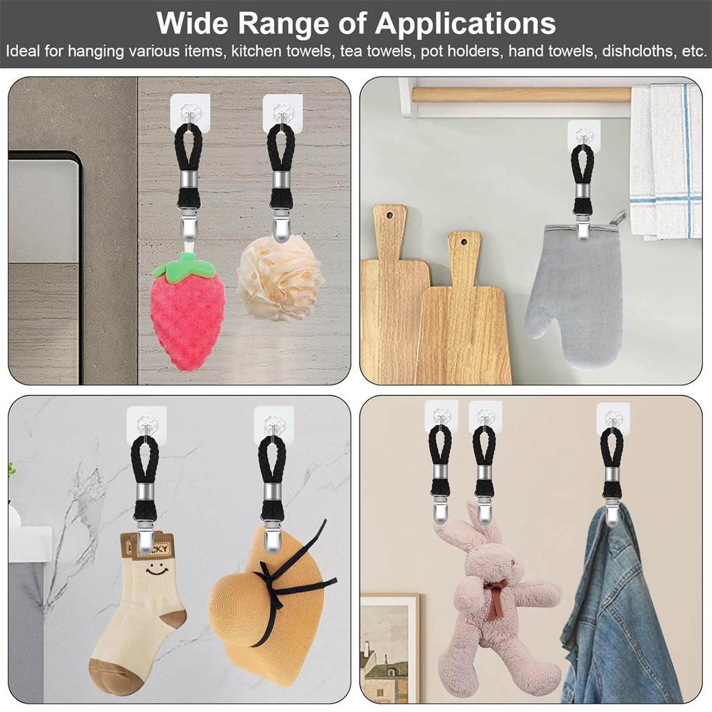 10 шт. Плетеные хлопковые петли для полотенец, зажим для полотенец, крючок-держатель для полотенец, вешалка-стойка, металлический зажим, домашняя вешалка для хранения, простая в использовании