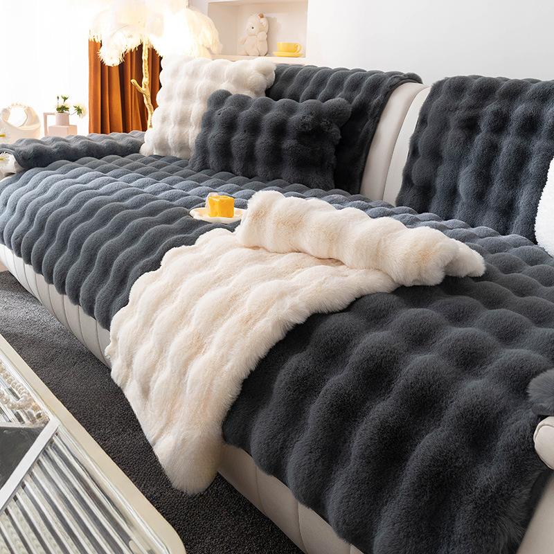 Plush Sofa Cushion Thickened Fleece Cushion Non-Slip Leather Sofa Cover High-End Nordic Simple Winter