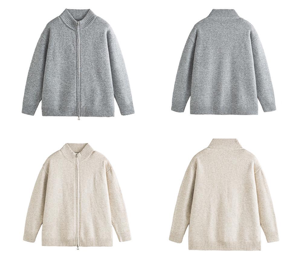 Унисекс вязаный кардиган в японском ретро-стиле с двойной молнией для весны/осени