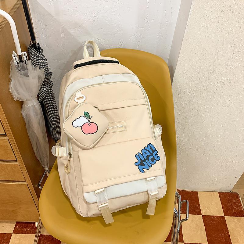 Schoolbag New 1011 School Bag Female Junior High School Students High School Students Large Capacity Travel Color Contrast Lightweight Backpack Tide