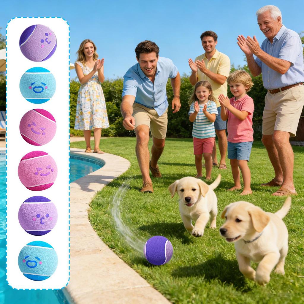 6 шт. Теннисные мячи для домашних собак, Интерактивные игрушки для собак, Прочные износостойкие резиновые теннисные мячи, Игрушки для щенков для игры в помещении и на улице
