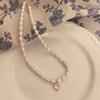 Fashion Korean Style Freshwater Pearl Necklace For Women Gentle Vintage Clavicle Chain Zircon Pendant Necklace Party Jewelry